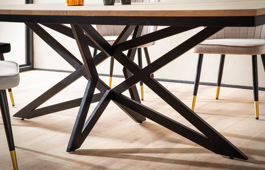 Esszimmertisch – Akazie Massivholz Metall 200x100x77 cm Sterngestell