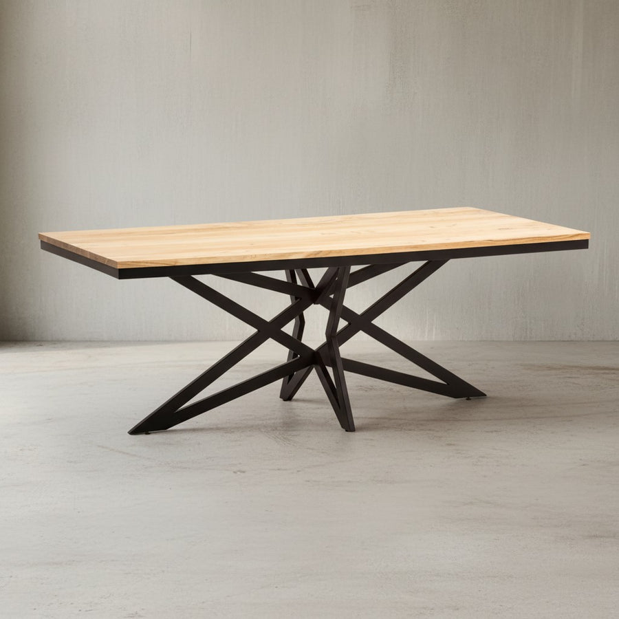 Esszimmertisch 200x100x77 cm Akazie Massivholz Metall Esstisch Industrial - Küchentisch mit Sterngestell - Holztisch Groß - Speisetisch Esszimmer Rechteckig_