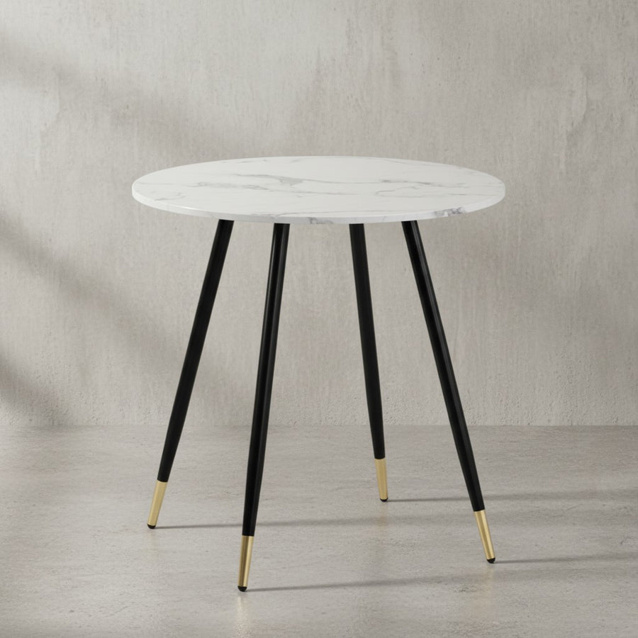 Esszimmertisch 75x75x76 cm Marmor-Optik Esstisch Modern - Küchentisch mit Metallbeinen - Kleiner Speisetisch Esszimmer Rund_