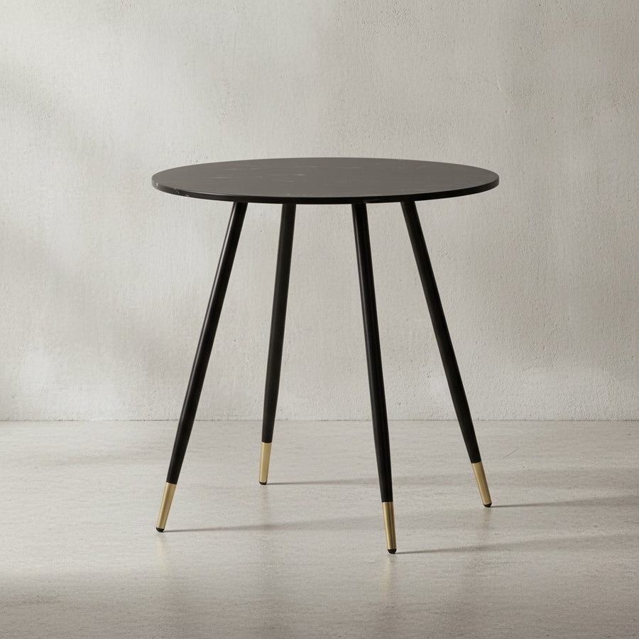 Esszimmertisch 75x75x76 cm Marmor-Optik Esstisch Modern - Küchentisch mit Metallbeinen - Kleiner Speisetisch Esszimmer Rund_