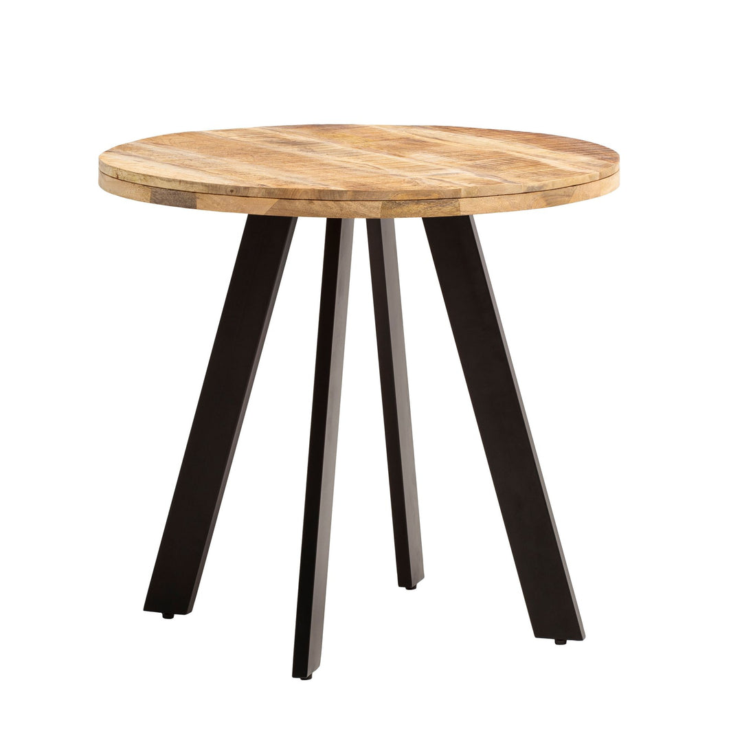 Esszimmertisch – Rund Mango Massivholz 80x80x75 cm Metallbeine Modern