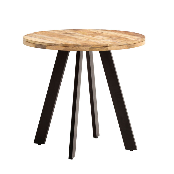 Esszimmertisch – Rund Mango Massivholz 80x80x75 cm Metallbeine Modern