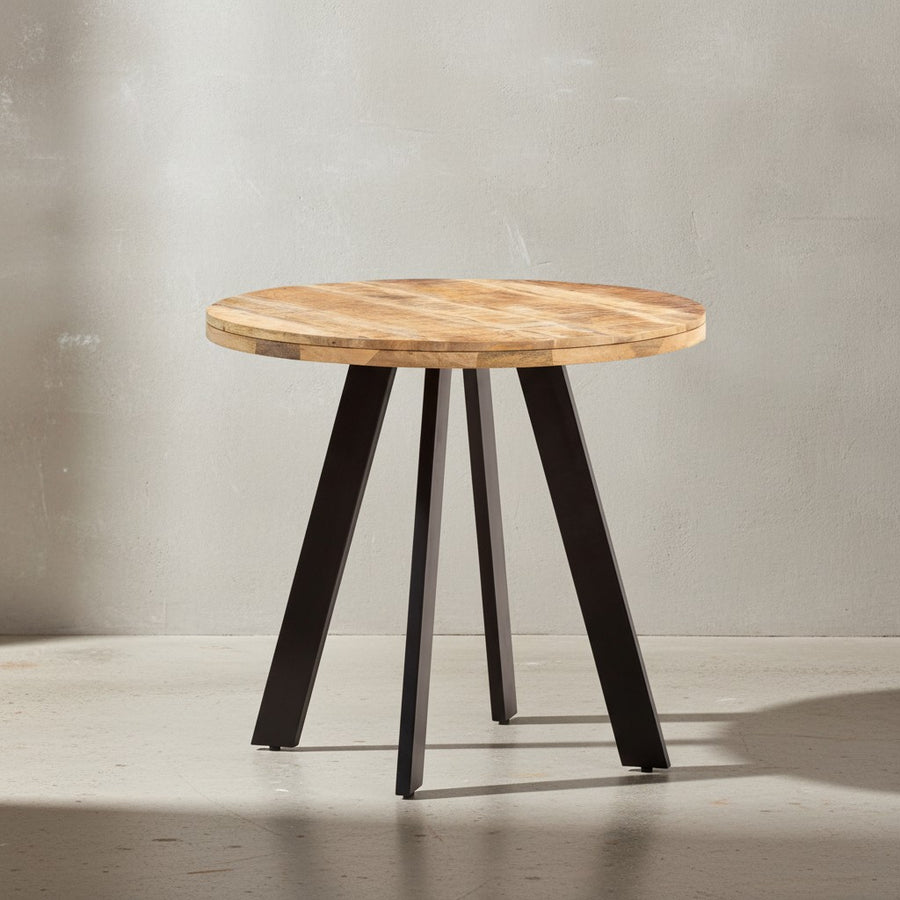 Esszimmertisch 80x80x75 cm Mango Massivholz Esstisch Modern - Küchentisch Massiv mit Metallbeinen - Holztisch Esszimmer Rund - Kleiner Speisetisch Holz_