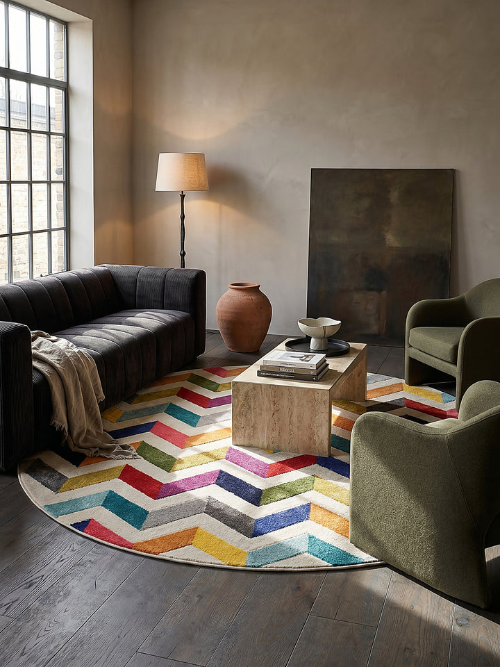Teppich rund im modernen Wohnzimmer_