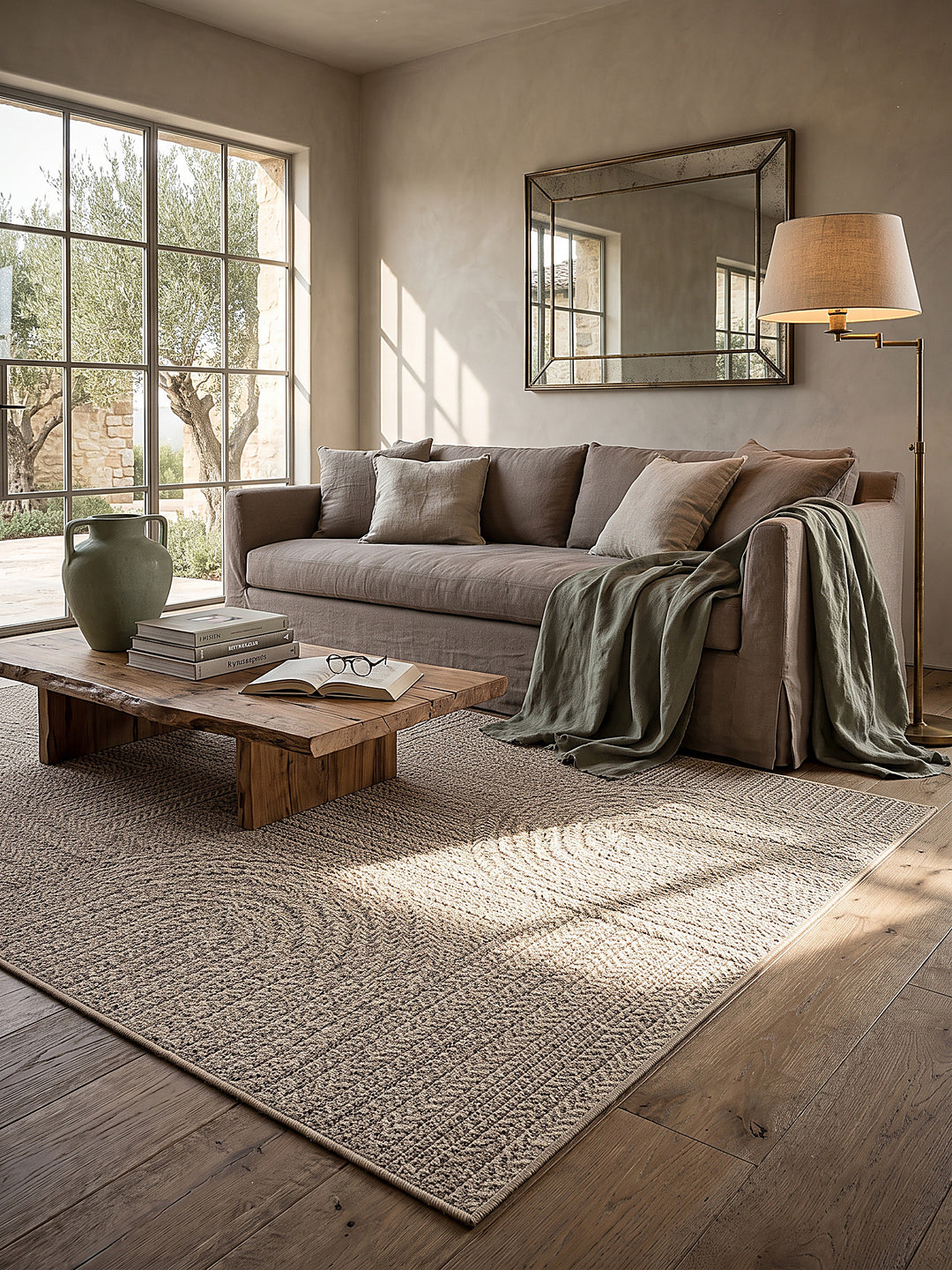 Teppich Natur rechteckig im modernen Wohnzimmer_