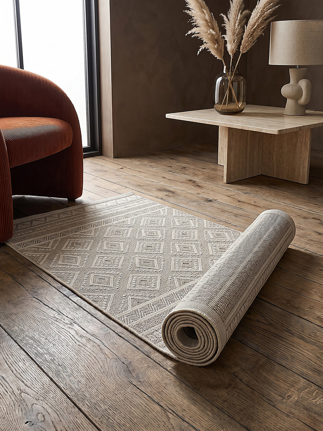 Teppich Beige Läufer Editorial Styling_