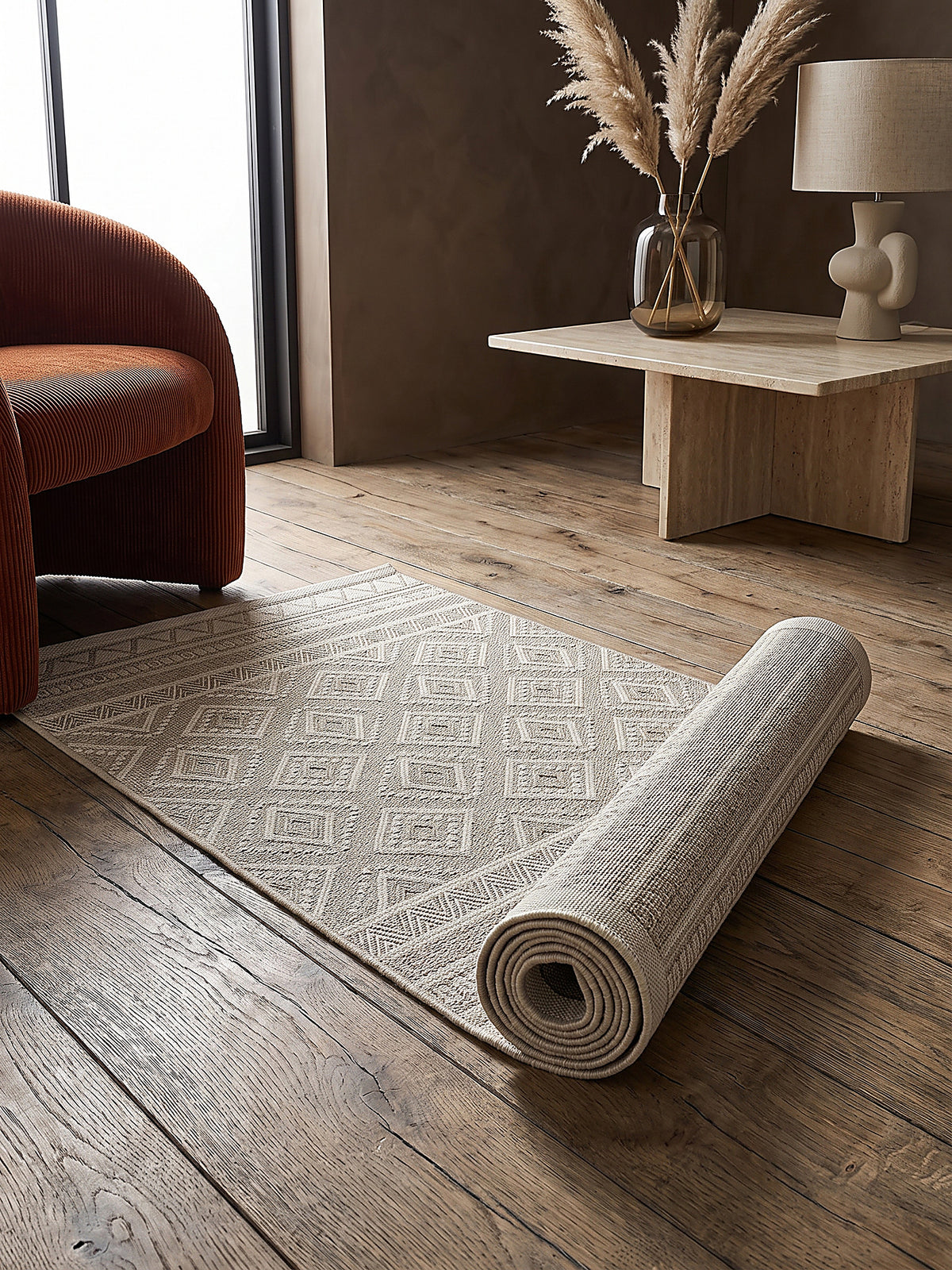 Teppich Beige Läufer Editorial Styling_
