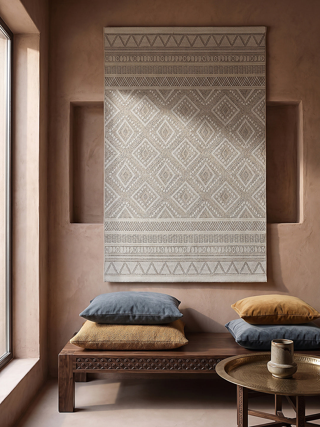 Teppich Beige als Wandteppich_
