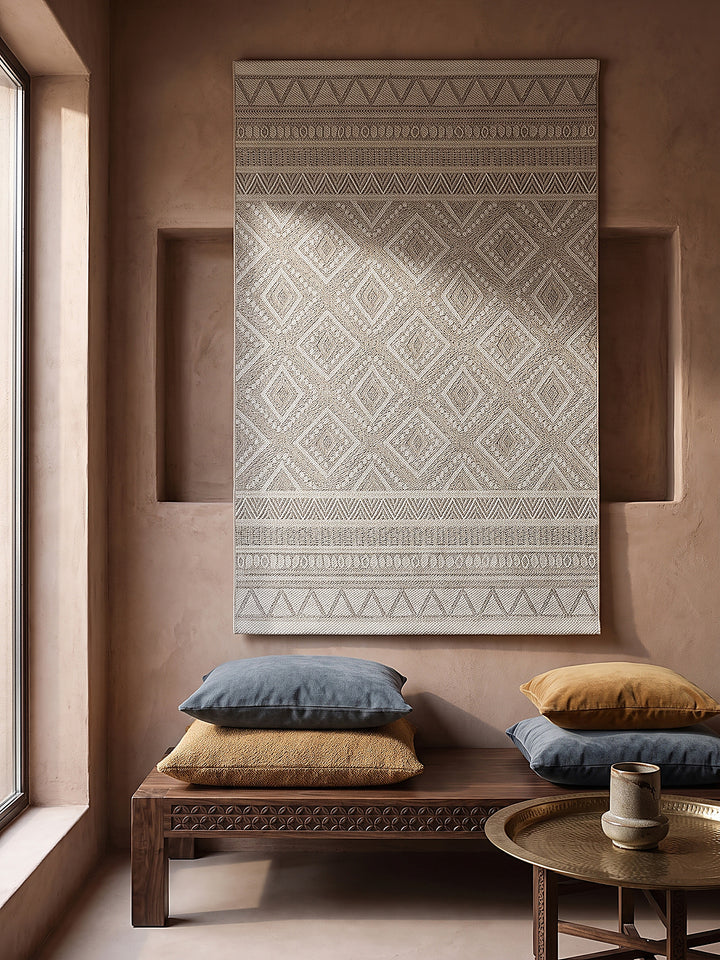 Teppich Beige als Wandteppich_