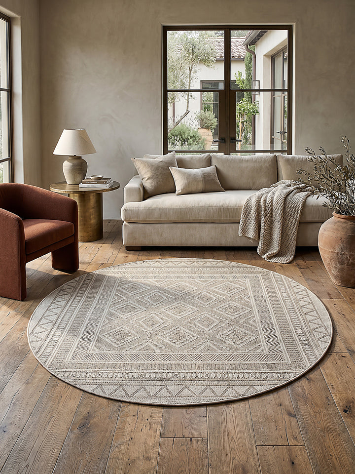 Teppich Beige rund Editorial Styling_
