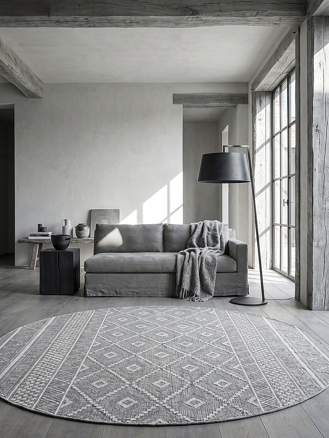 Teppich Grau rund Editorial Styling_