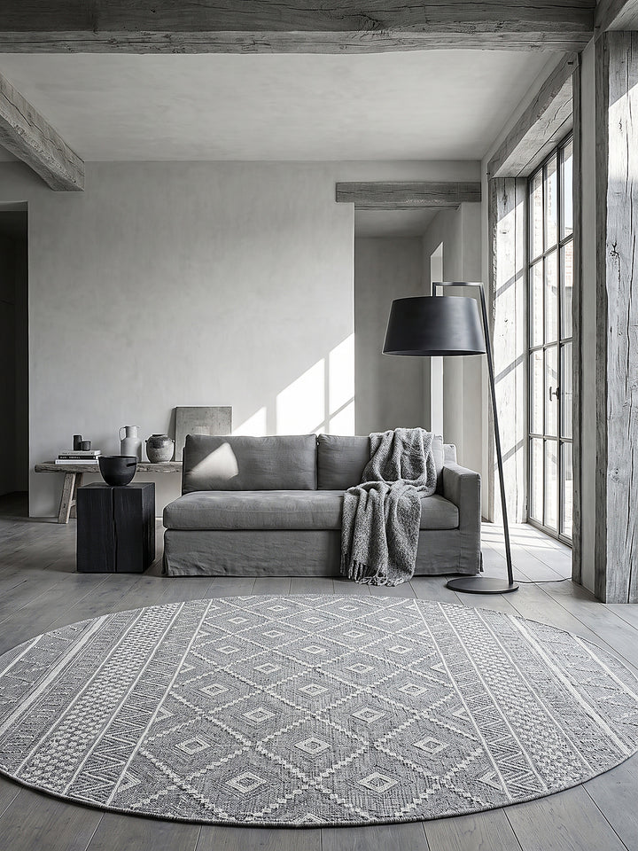 Teppich Grau rund Editorial Styling_
