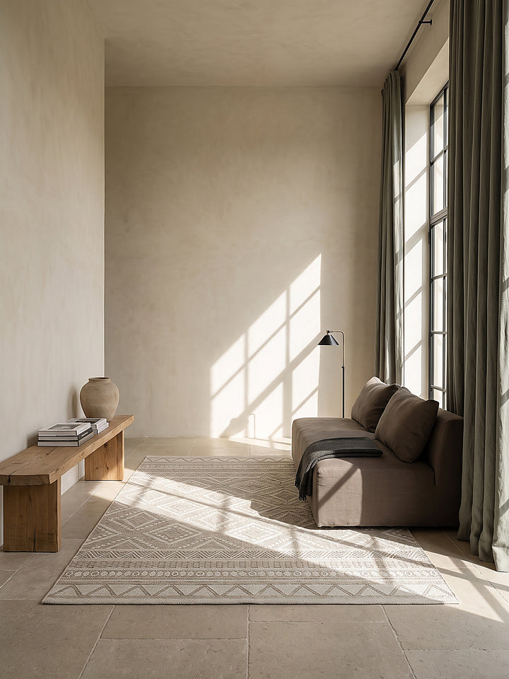 Teppich Beige rechteckig im modernen Wohnzimmer_