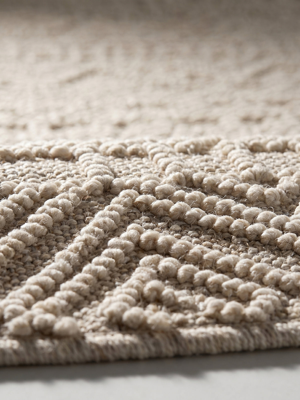 Teppich Creme rund Florhöhe Profil