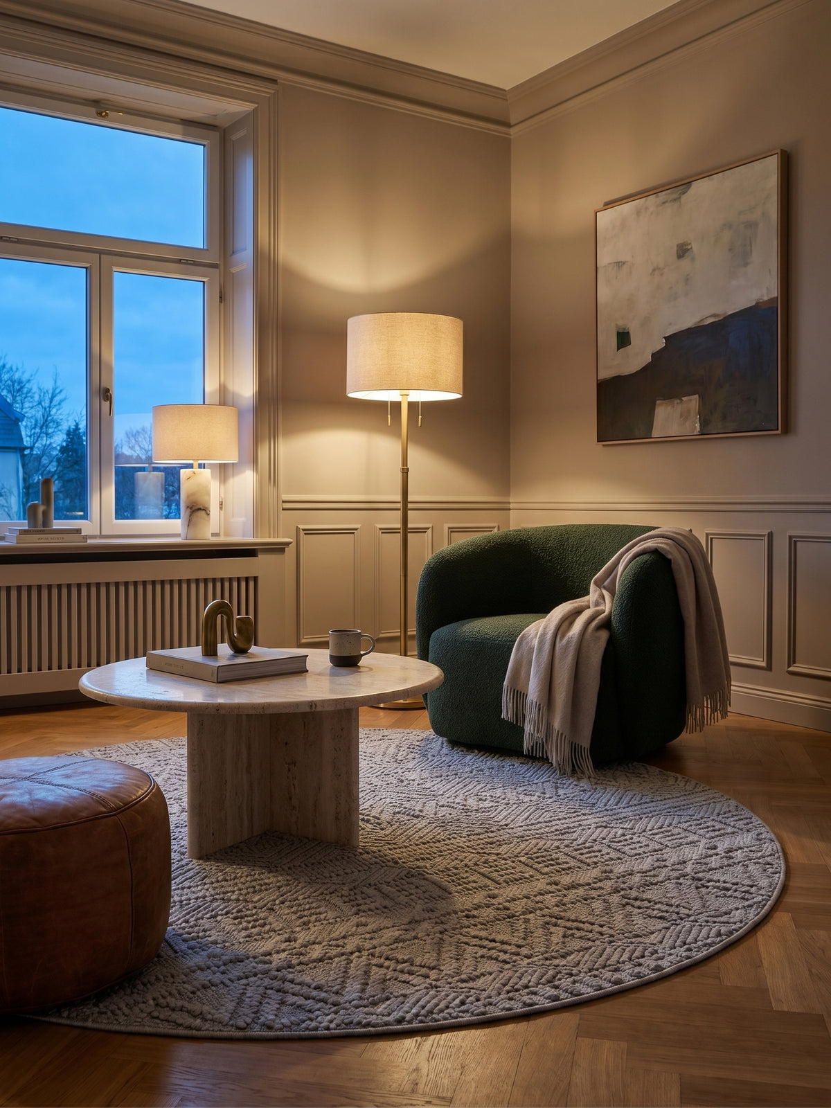 Teppich Silber rund Wohnidee gemütlich