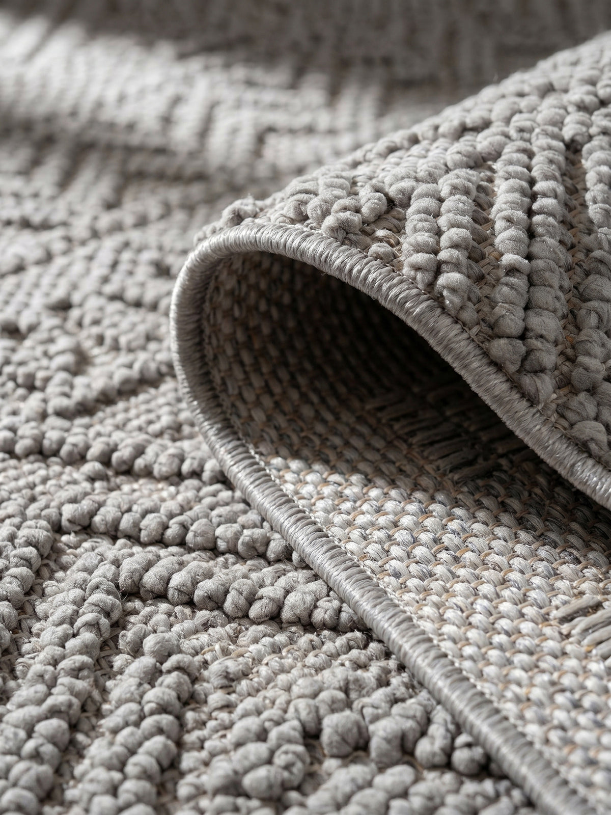 Teppich Silber rund Kante Rückseite