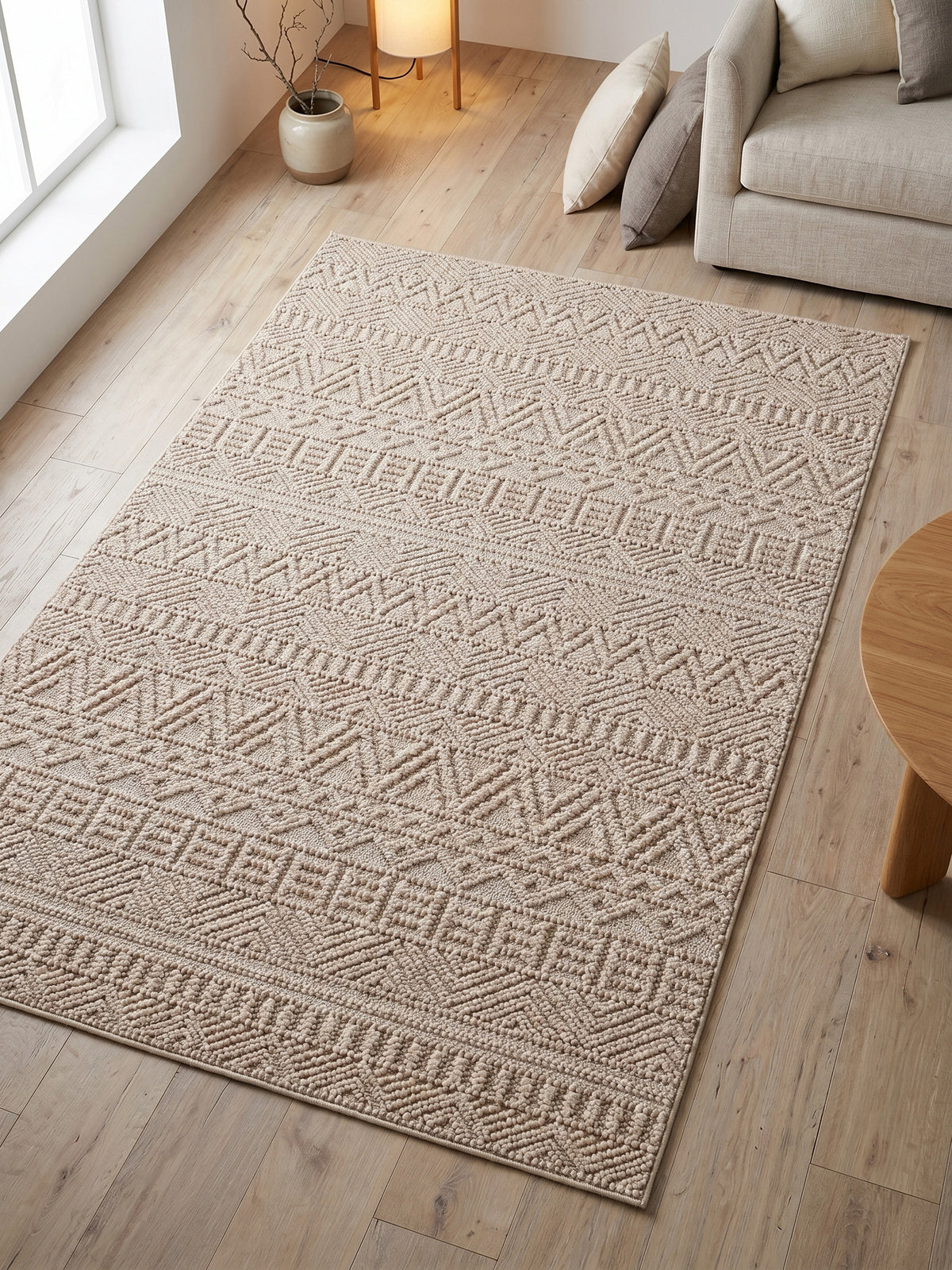Teppich Beige rechteckig Muster Draufsicht