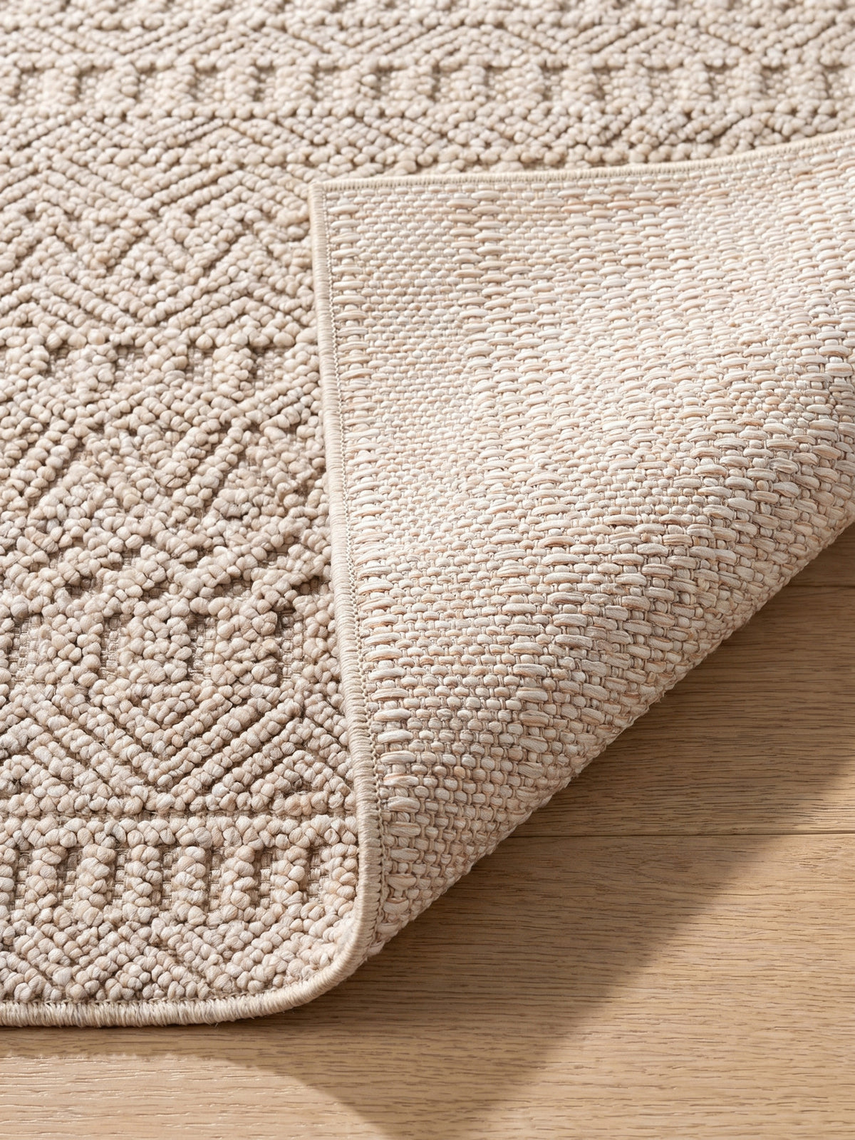 Teppich Beige rechteckig Kante Rückseite