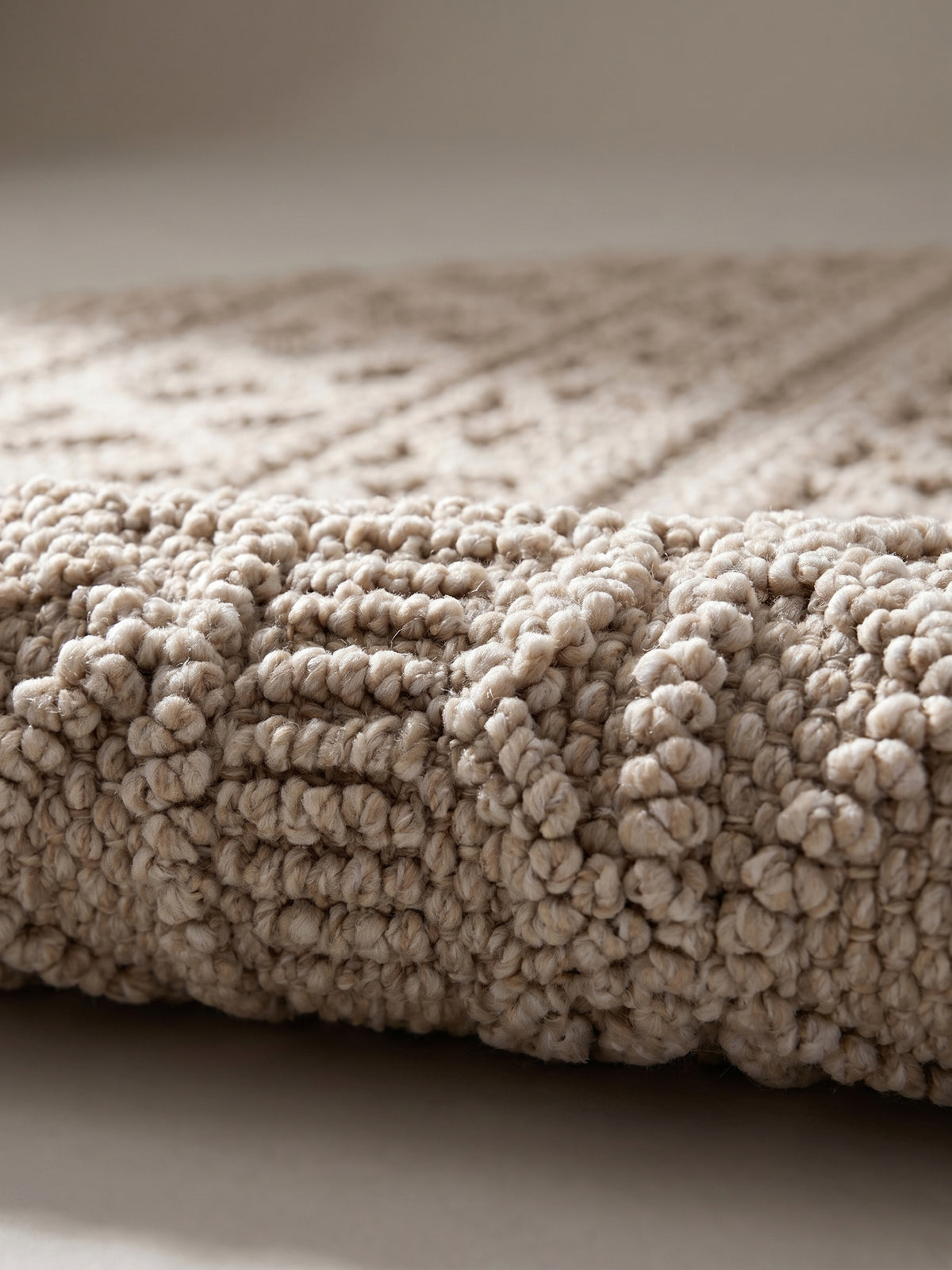 Teppich Beige rund Florhöhe Profil
