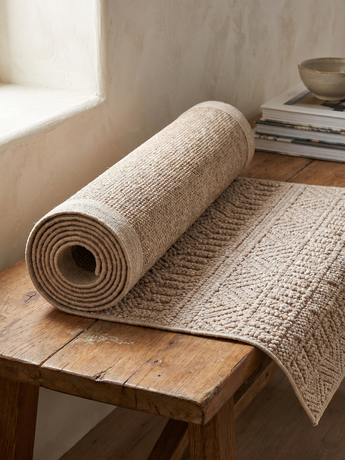 Teppich Beige Läufer Wohnaccessoire Deko