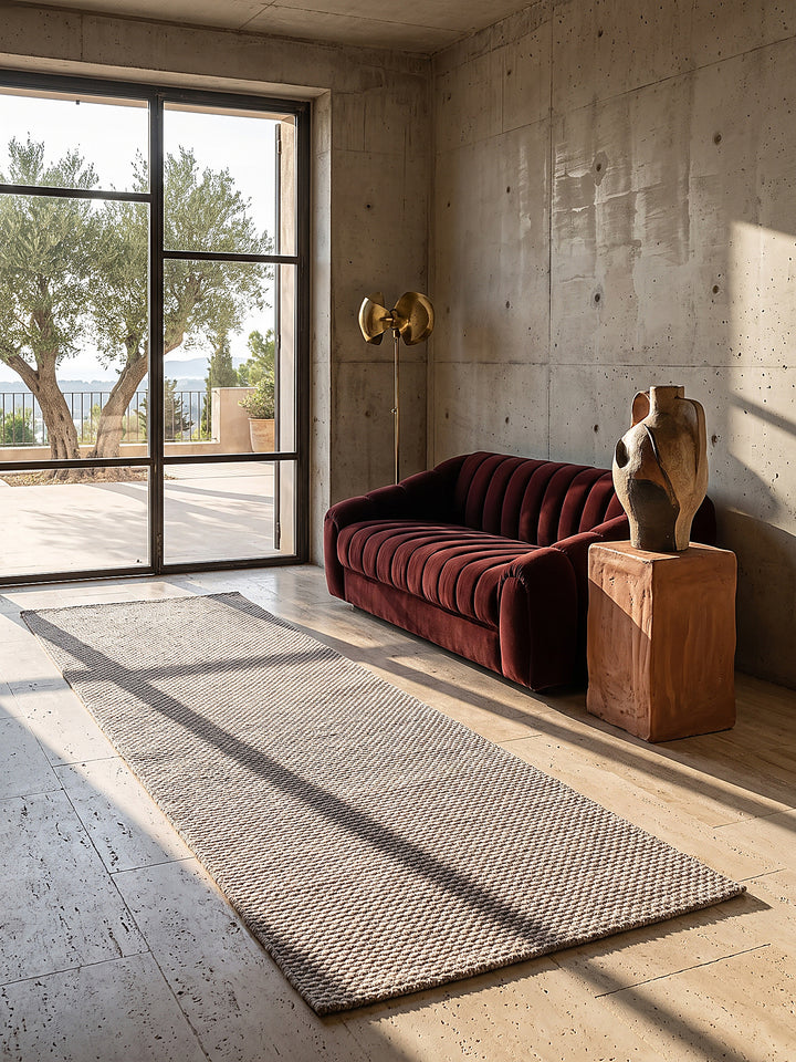 Teppich Taupe Läufer im modernen Wohnzimmer_