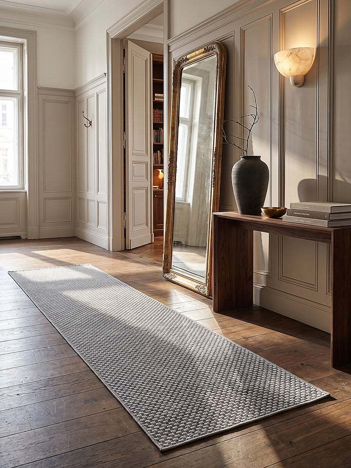 Teppich Grau Läufer im modernen Wohnzimmer_
