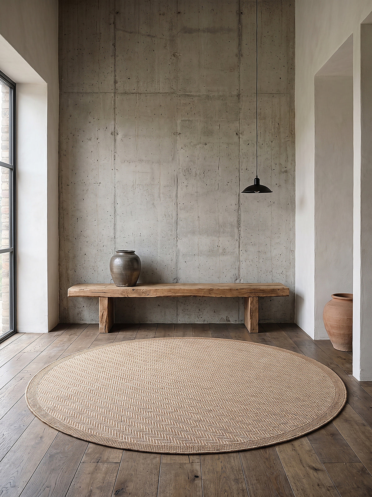 Teppich Natur rund Editorial Styling_