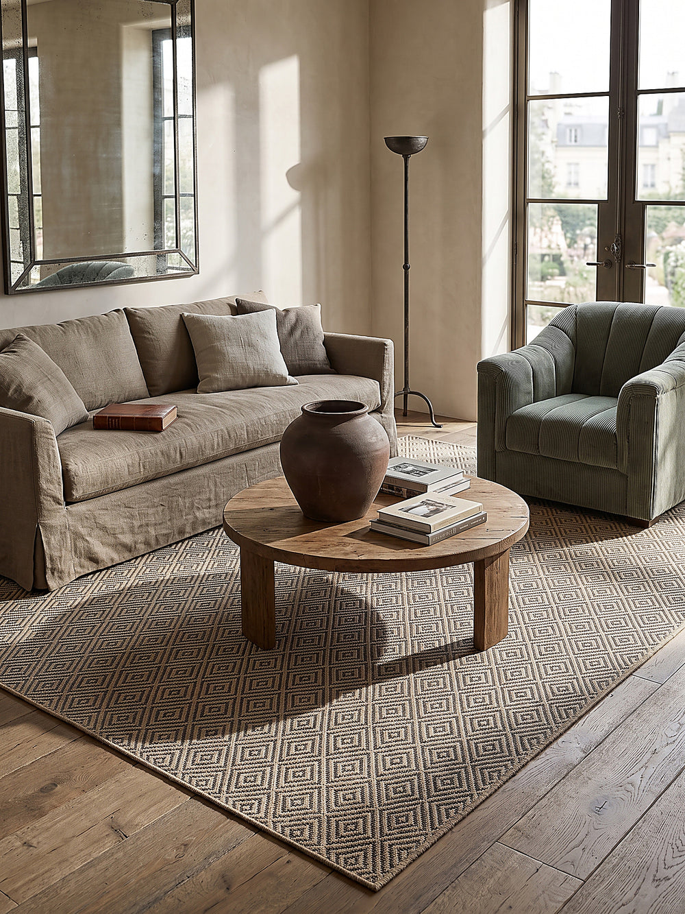 Teppich Natur rechteckig im modernen Wohnzimmer_