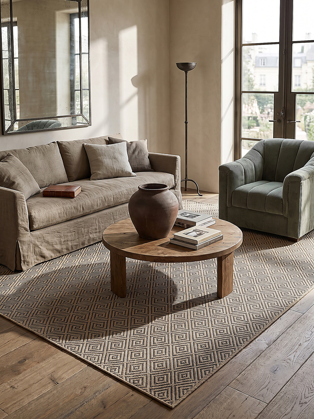 Teppich Natur rechteckig im modernen Wohnzimmer_