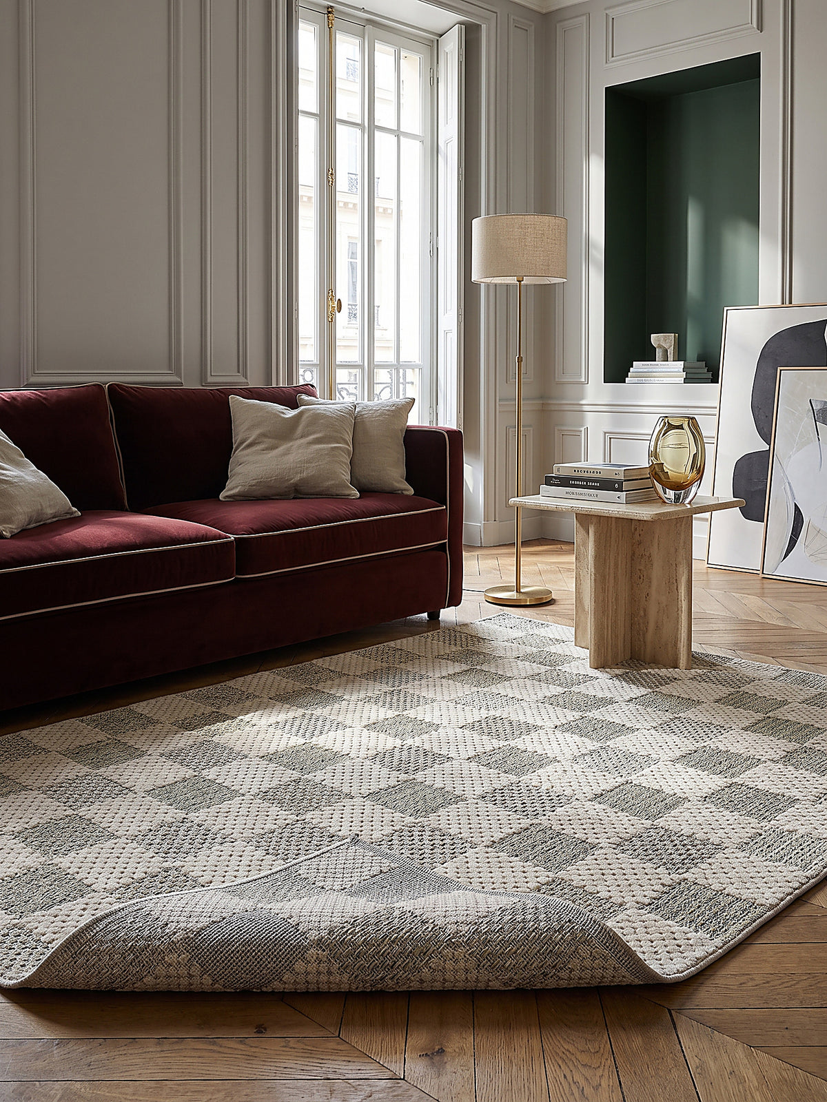 Teppich Natur-Grün rechteckig Editorial Styling_