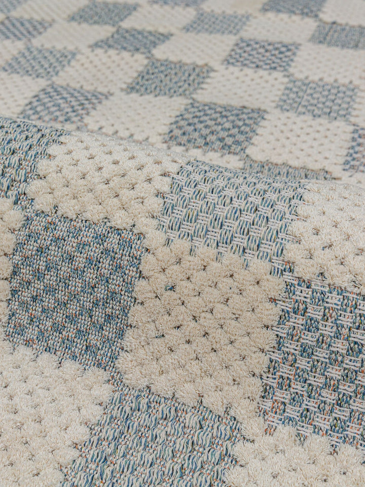 Teppich Natur-Blau rechteckig POLYESTER Raumgestaltung Inneneinrichtung AFTON_