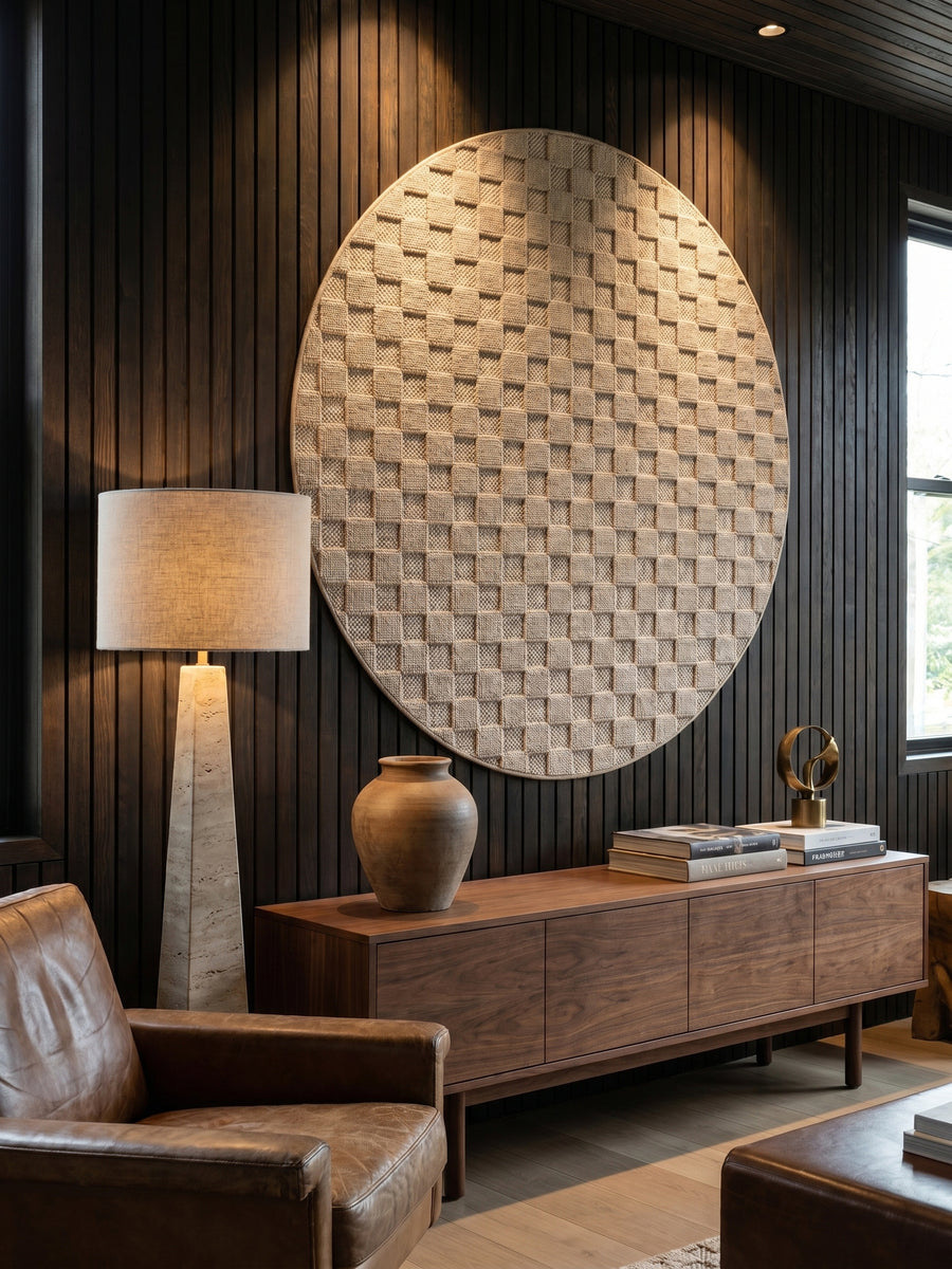 Teppich Beige rund Wandteppich Wanddeko_