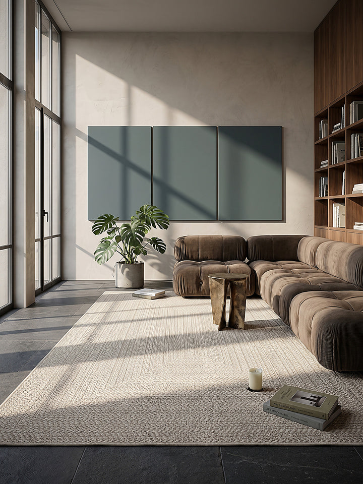 Teppich Creme rechteckig im modernen Wohnzimmer_