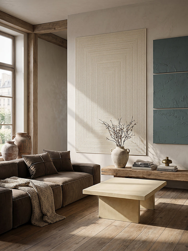 Teppich Creme als Wandteppich_