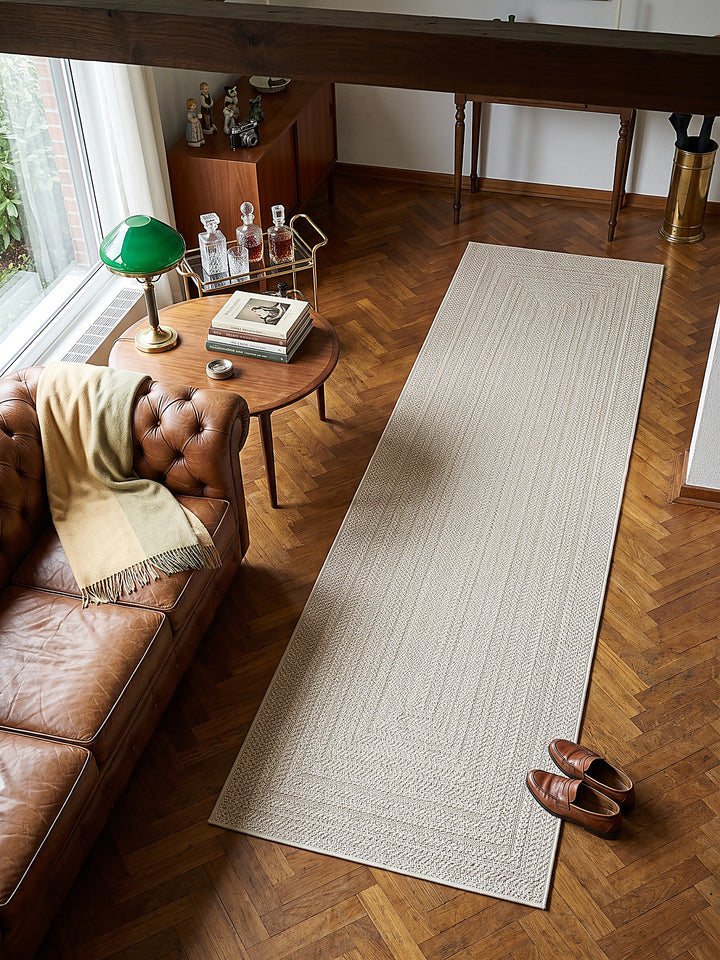 Teppich Creme Läufer Draufsicht_