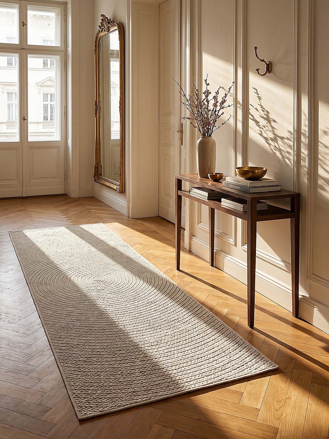 Teppich Creme Läufer im modernen Wohnzimmer_