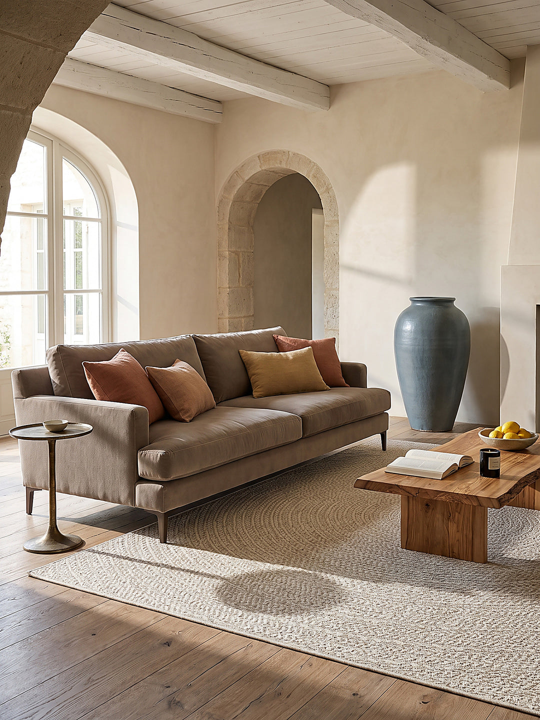 Teppich Creme rechteckig im modernen Wohnzimmer_