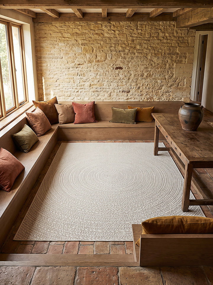 Teppich Creme rund Draufsicht_