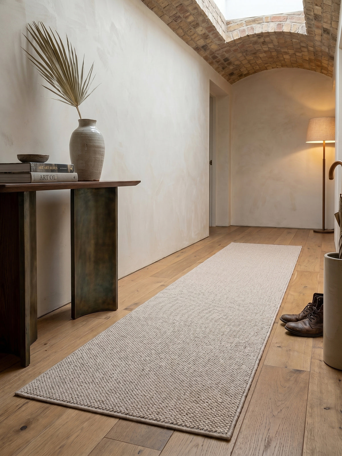 Teppich Beige Läufer Muster Draufsicht