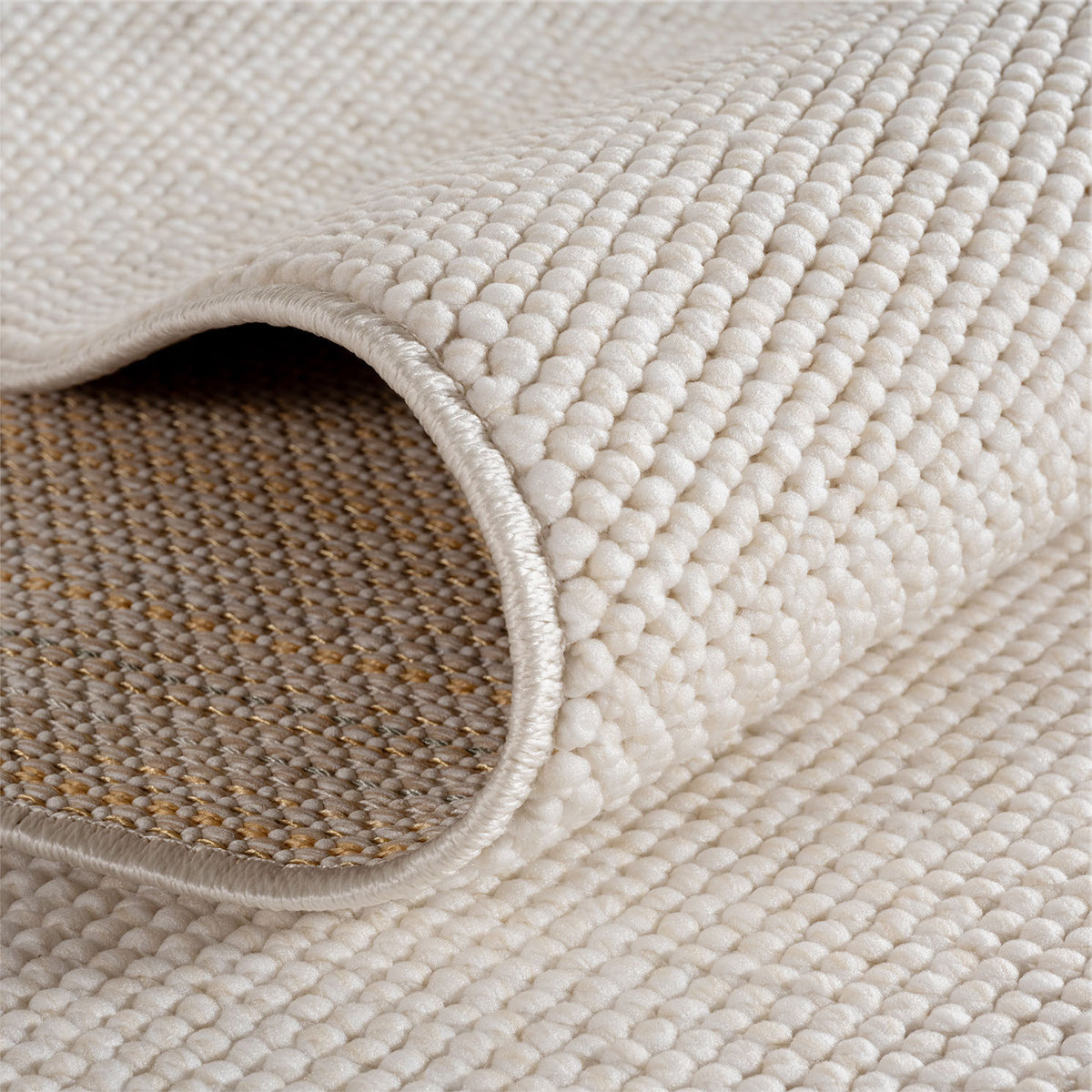 Teppich Creme Unicolor rund Polyester Unicolor Einrichtung Wohnidee Bodenbelag BERNINA_