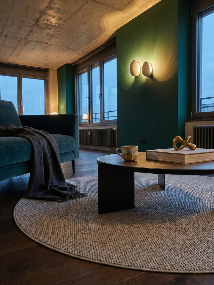 Teppich Silber rund Wohnidee gemütlich_