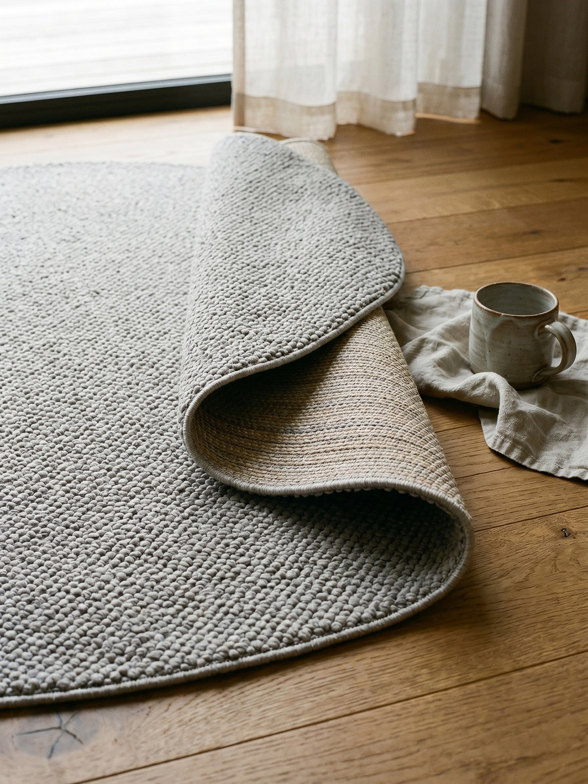Teppich Silber rund Wohnaccessoire Deko_
