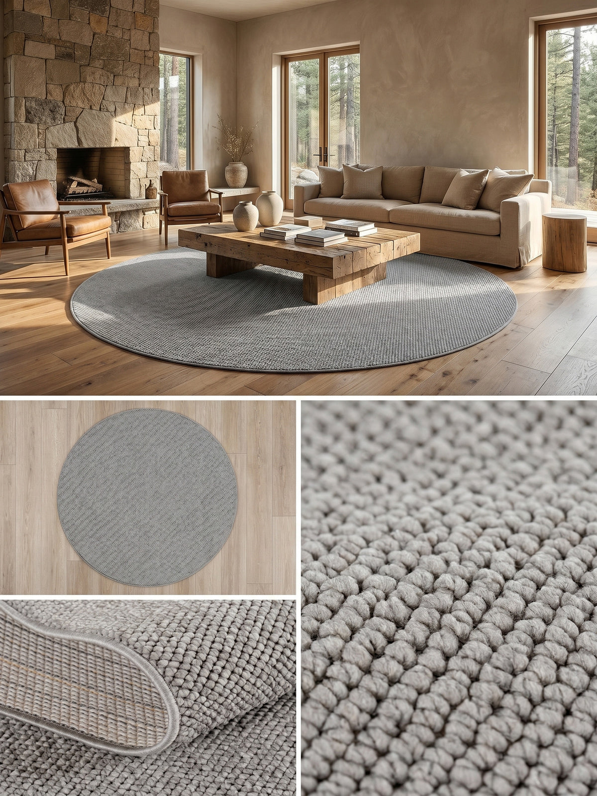 Teppich Silber rund Farbdetail Muster_