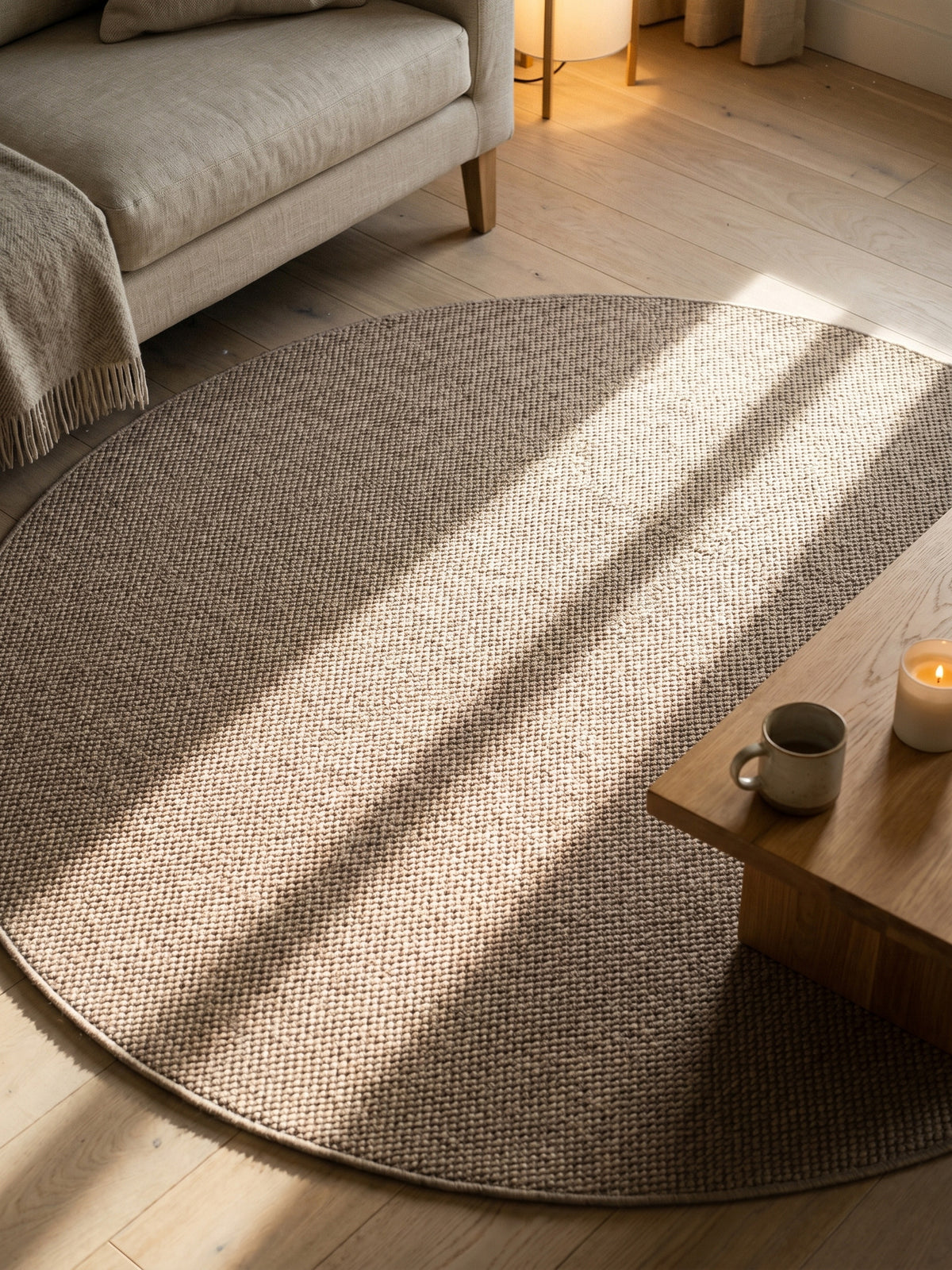 Teppich Beige rund Muster Draufsicht_