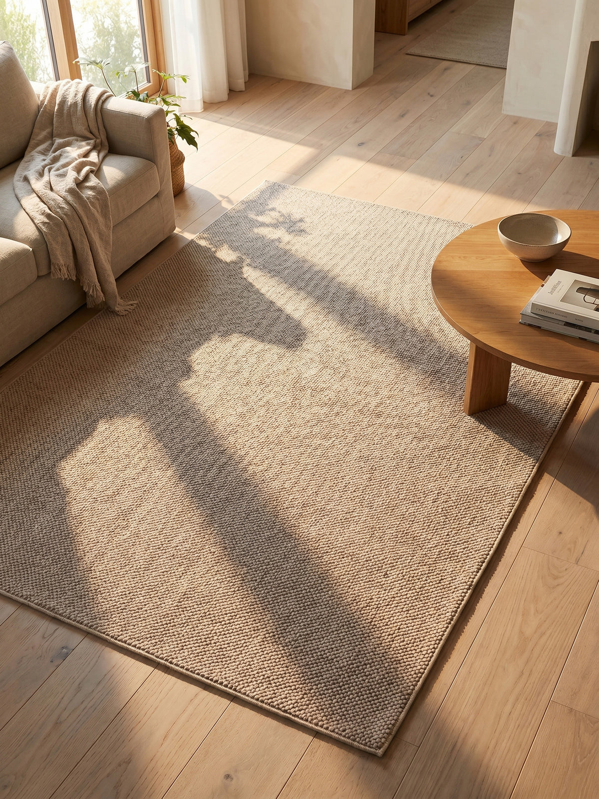 Teppich Beige rechteckig Muster Draufsicht_