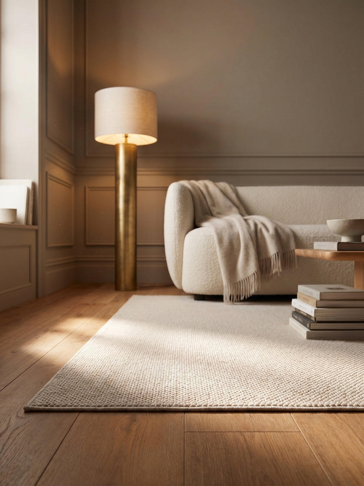 Teppich Creme rechteckig Textur Nahaufnahme