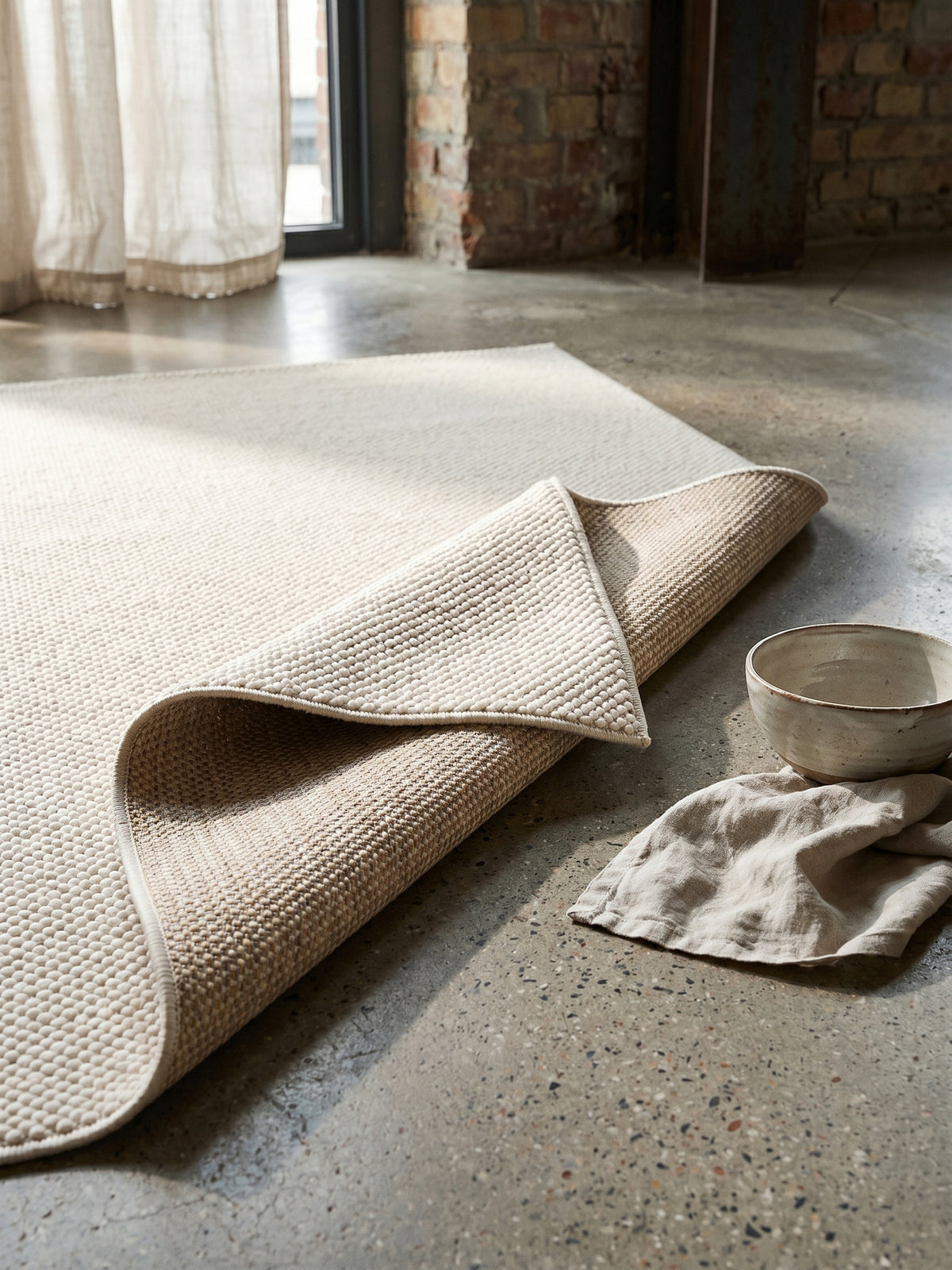 Teppich Creme rechteckig Wohnaccessoire Deko_