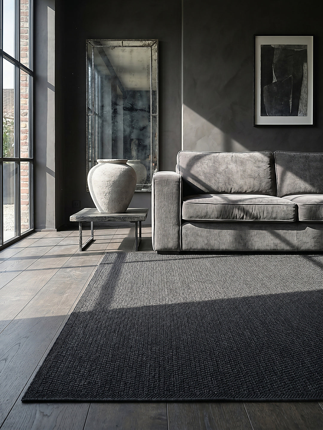 Teppich Anthrazit rechteckig Editorial Styling_