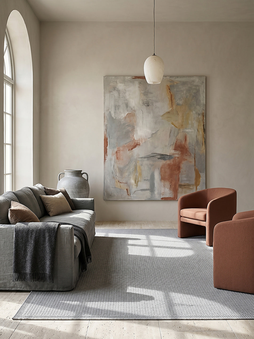 Teppich Grau rechteckig Editorial Styling_