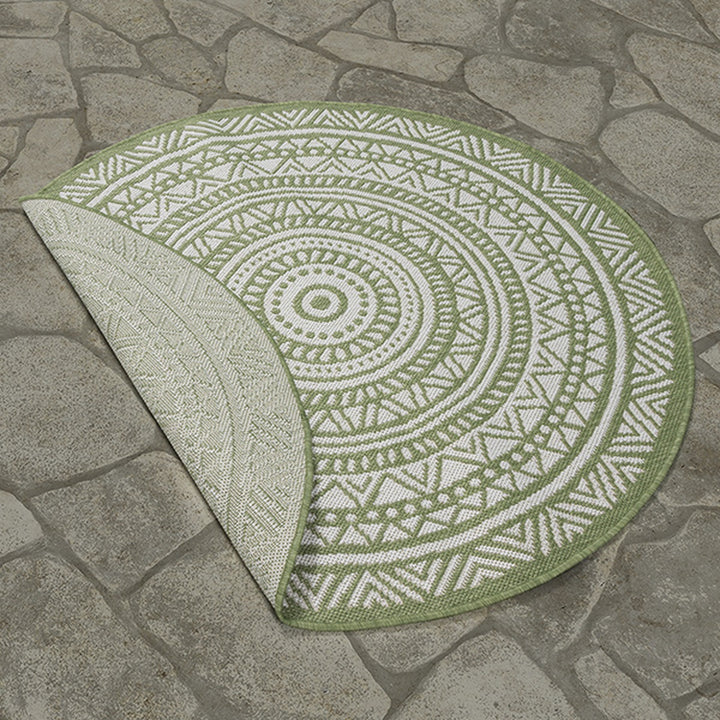 Teppich Grün Orientalisch rund Polypropylen Wohnzimmer Schlafzimmer Flur Boho BORNO_